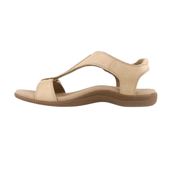 Kvinnors PU-sandaler Andas med remmar med öppna tår Skor med krok- och öglestängning beige 43