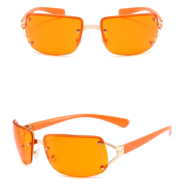 Y2k båglösa solglasögon HD Lens Clear Vision solglasögon orange slice