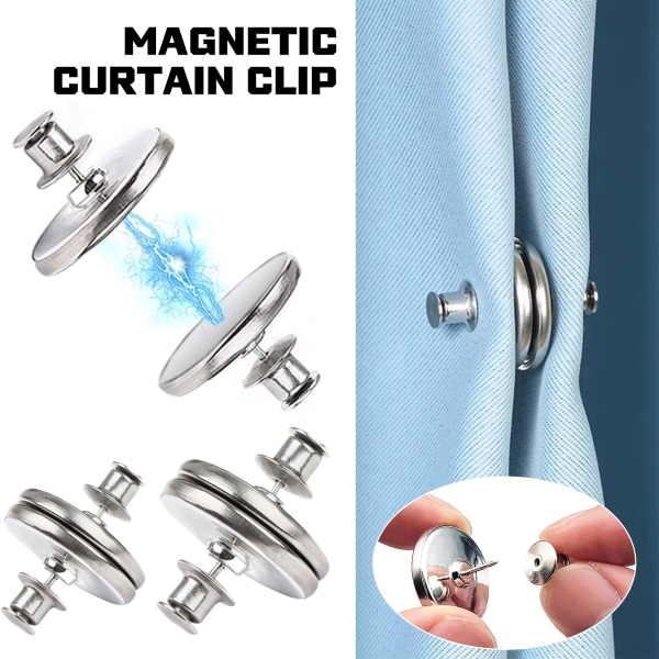 Magnetisk gardinklämma spikfri magnetisk gardinspänne Multifunktions metallgardin magnetisk knapp 4pcs 17mm