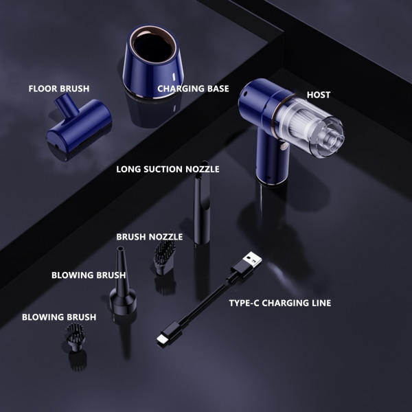 Sladdlös dammsugare för bil Hög power 42000rpm Kraftfulla minidammsugare hushållsrengöringsverktyg c
