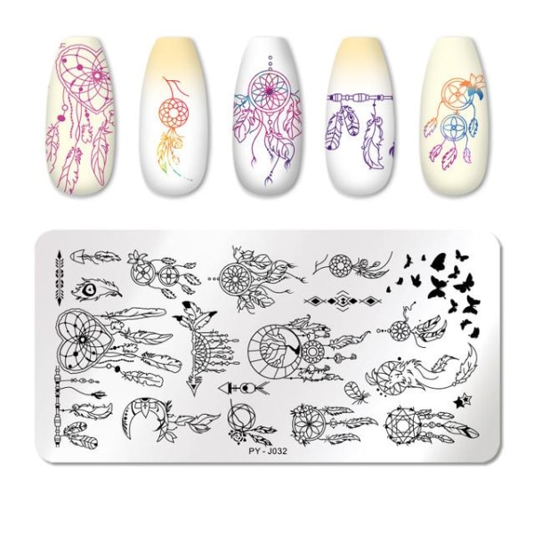 TILLBAKA DIG Blomma Nagelstämpelplåtar Lövstämpelmallar Geometriskt tryck DIY Design Stencilverktyg Nail Art Bildtavla py j032