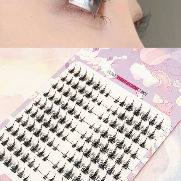 10 rader segmenterade tunna band ögonfransar Lätt mjuk 3D-effekt Välbäddade fransar för kvinnor flickor Makeup DIY white moonlight