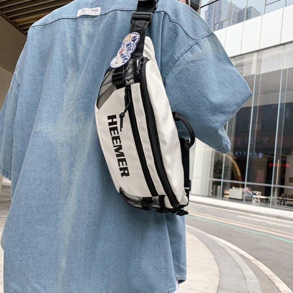 Liten Crossbody Sling Bag med enkel enfärgad hållbar nylon för födelsedag Alla hjärtans dag present white