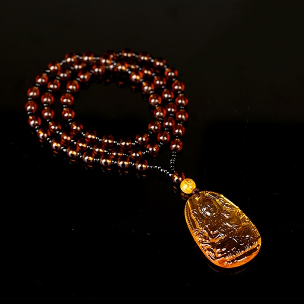 Citrin Guardian Buddha hänge halsband med pärlkedja för män kvinnor smycken present e