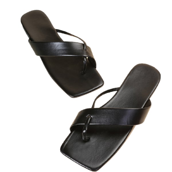 Dam Plat Square Peep Toe sandaler Slip-on Style Casual Skor med Anti Slip sula Sommar white 42