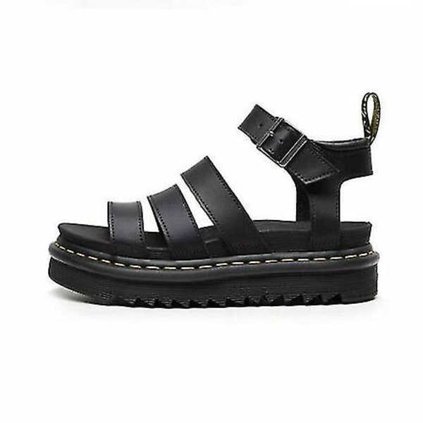 Kvinnors Chunky Sandaler Tjock sula Strappy Block Flatforms Skor Sommar Ny storlek black 44