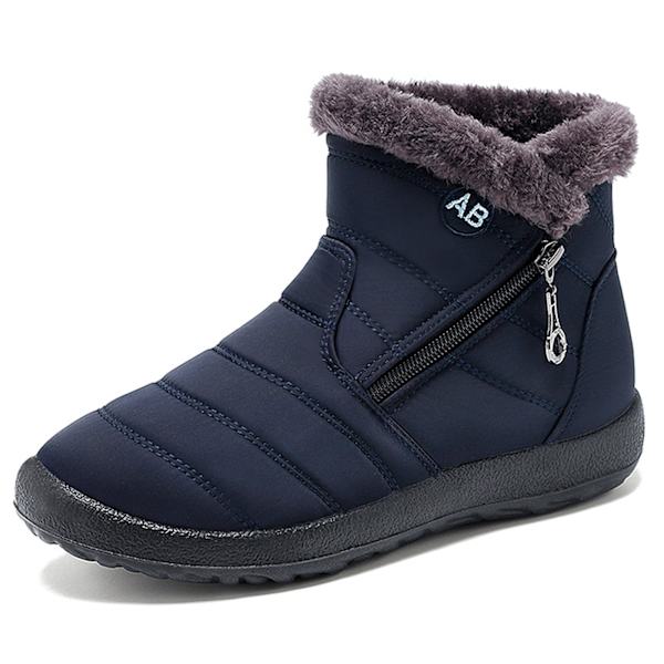 Stövlar För Dam Fluffiga Tjock Fleece Fodrade Snow Boots Varma Ankel Boots med dragkedja black 40