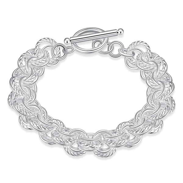 Nya modesmycken 925 Sterling Silver tre cirklar rund kedja armband för kvinnor default