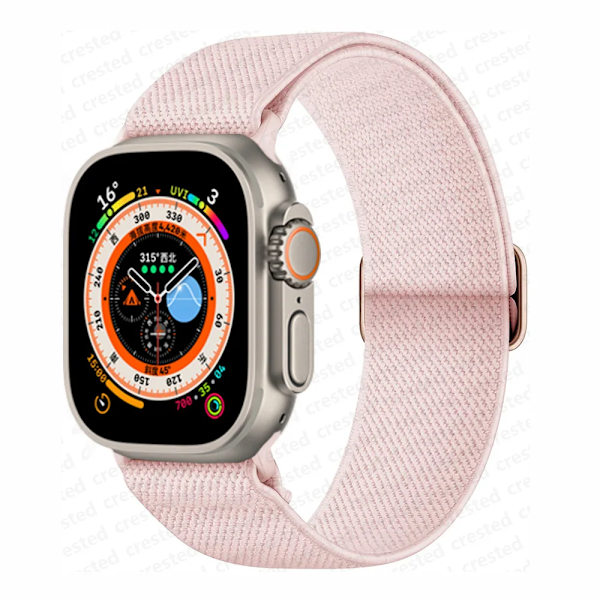 Scrunchie Armband för Apple Watch Band 45mm 44mm 40mm 41mm 42mm 46mm 49mm Elastiskt Nylonarmband iWatch serie 10 9 8 7 se Ultra 2 Pink Sand 42mm 44mm 45mm 49mm
