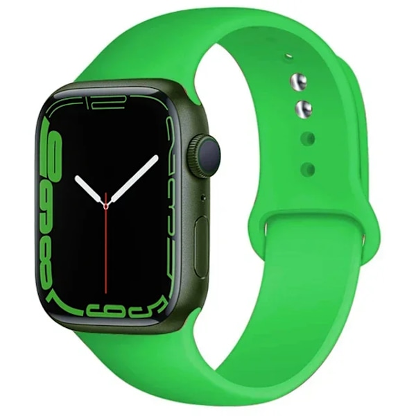 Silikonarmband för Apple Watch-armband 49mm 40mm 44 mm 45mm 46mm 42mm 41mm 38mm sportarmband iWatch serie 10 9 8 3 SE ultra 2 75 bright green 38 40 41 S10-42mm ML