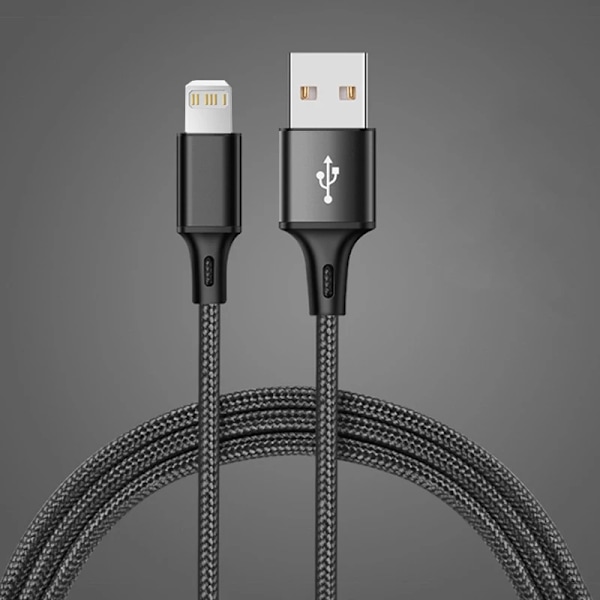 0,5m 1m 2m 3m USB Datakabel Laddare För iPhone 13 12 11 Pro X XR Max 5S 6 7 8 Plus 3A Snabbladdning Lång Kort Telefon Sladd black 100cm