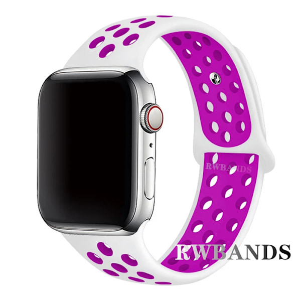 Sportarmband för Apple Watch Band 46mm 44mm 40mm 42-38-41mm 45mm Andningsbart Armband iWatch Series 10 9 8 7 6 SE 5 3 Ultra 2 49mm 14 white purple 38 40 41 S10-42mm SM