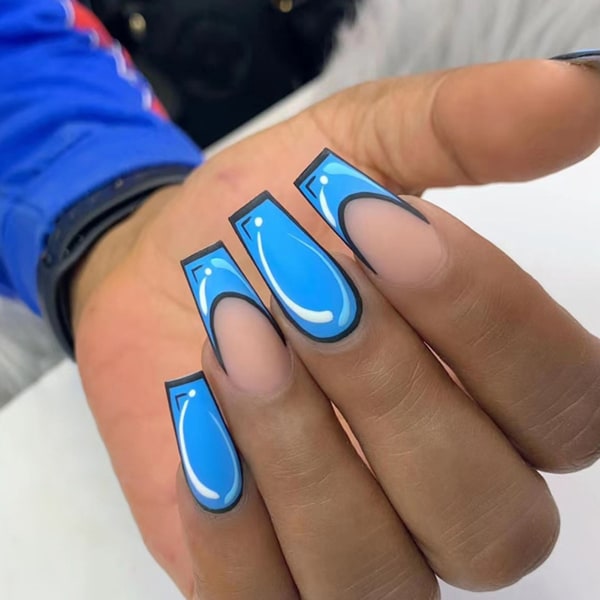 Blue Sea Comic Style falska naglar Säkra och reptåliga, icke-giftig för manikyrälskare dagliga hem DIY jelly glue model