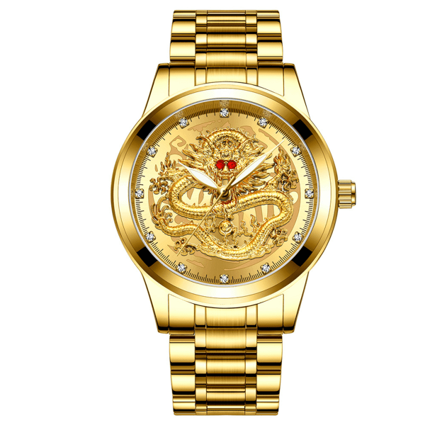 Vuxna vit watch Easy Reader 50 m vattentät watch för alla hjärtans dag präglade klockor full gold-black surface