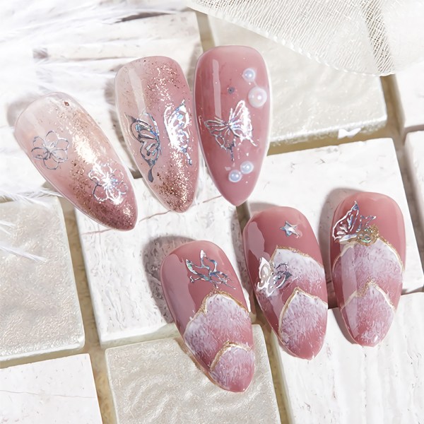 3D Hollow Nail Stickers Butterfly Decals Ripple Print för Nail Art Decoration 1585