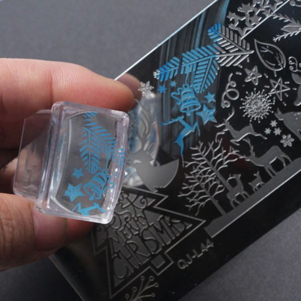 Rektangulär nail art Transparent silikon nageltryckmall Professionell DIY b 7