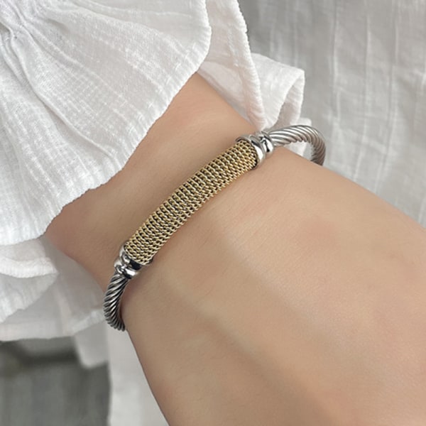 C form öppningsarmband armband justerbart rostfritt stål för kvinnor män presentdekor steel color