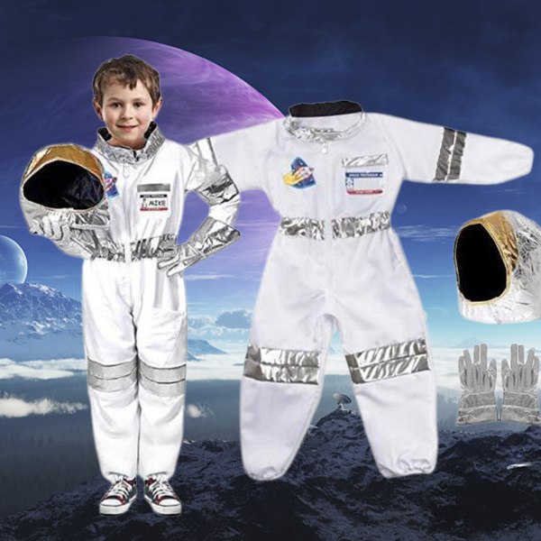 Barn Astronaut Kostym Party Spel Astronaut Cosplay Jumpsuit one size 110-120cm