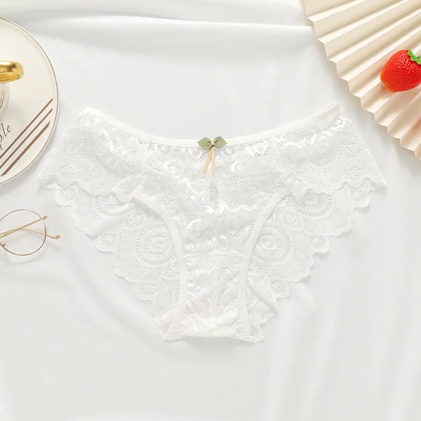 Meet'r Sexiga spetsunderkläder för kvinnor, låg midja, frestande underkläder, kvinnliga stringtrosor, transparenta underkläder, ihåliga trosor, intimt white XL