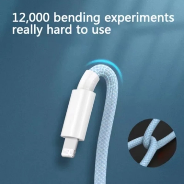 PD 20W USB C-kabel för iPhone 14 13 12 11 Pro Max Xs 8 Plus iPad Sladd 3A Snabbladdningskabel Typ C Datakabel för iPhone Blue 1.5m