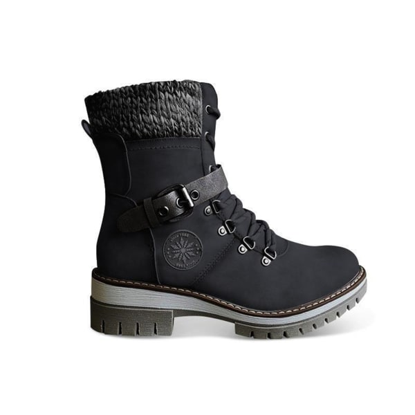 Dam PU varma stövlar Sidodragkedja Snö Vinter Utomhus Walking Boots Mode Casual black 35