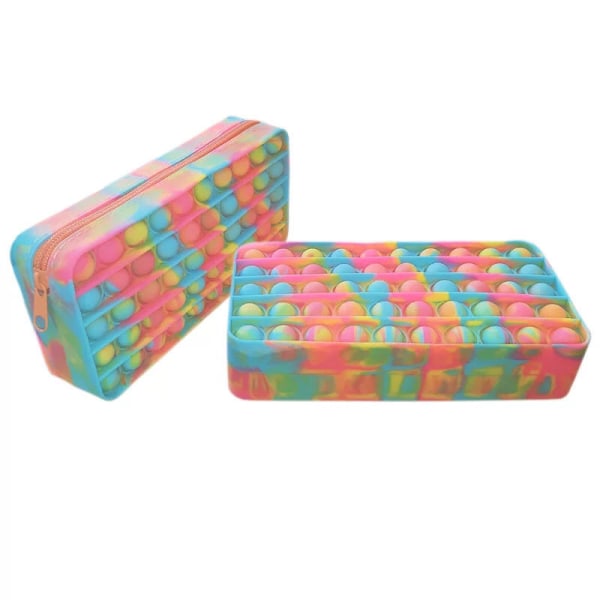 Pop Sensory Pennlåda Dragkedja Push Pop Case för barn Studenter Fidget Toy Bubble Brevpapper pink