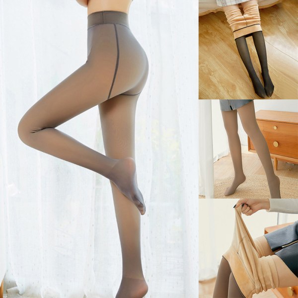 Ben Fake Translucent Warm Fleece Strumpbyxor Slim Stretchy för Vinter Outdoor Women black pantyhose 350g