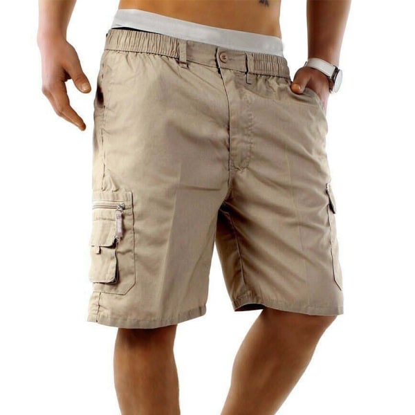 Herrshorts med flera fickor, löst raka, sommar gray 3xl