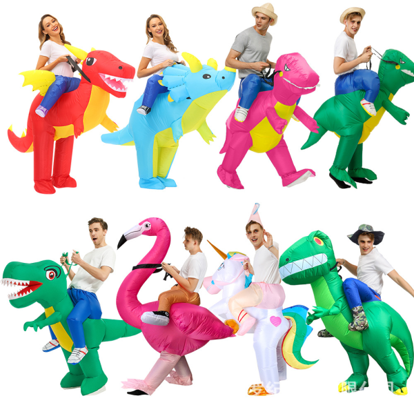 Halloween Barnkläder Dinosaur Uppblåsbara Kläder Mount Halfbody 3D Dinosaur Kläder Ball Performance Kläder riding flamingo adult (160-190cm)