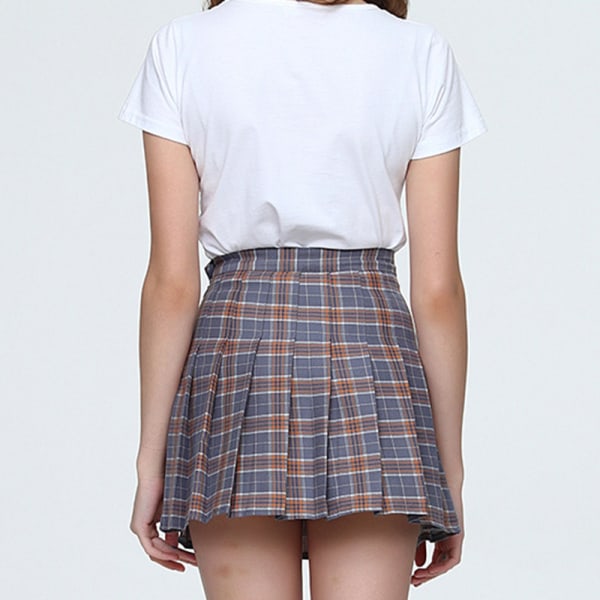 Flickor Kvinnor Hög midja Vanlig plisserad kjol Skater Tennis School Uniformer A-linje 03 xl