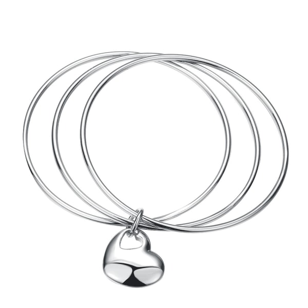 Nya modesmycken Sterling Silver Triple Circle Heart Armband Armband för kvinnor present default