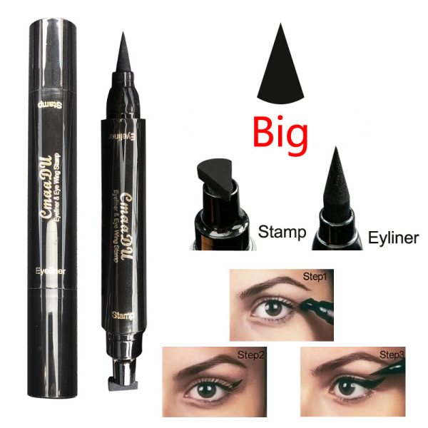 Double Ended Eyeliner Penna Vattentät Makeup Wing Form Black Eye Liner Stamp big