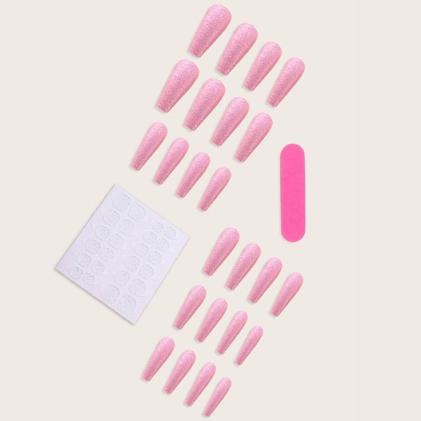 Rosa självlysande press-på-naglar Populär Slitstark press-on-nagel för dagligt bruk glue models
