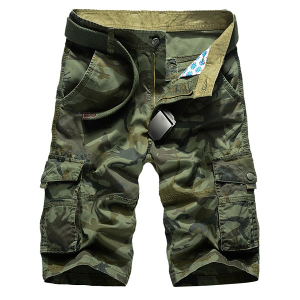 Herr Cargo Shorts Sommar Tunna Lösa Flera fickor Casual Camouflage Cropped Byxor för army green 38