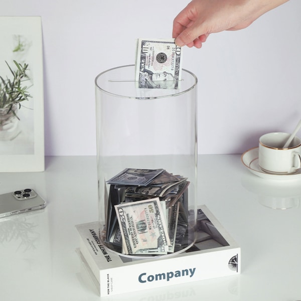 Genomskinlig akryl Spargris Hållbart material Synlig visning för att samla in kontanter default