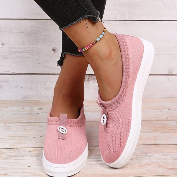 Slip-On Walking Skor Damer Flat Mesh Tyg Loafers Casual Andas Anti Slip Skor pink 36