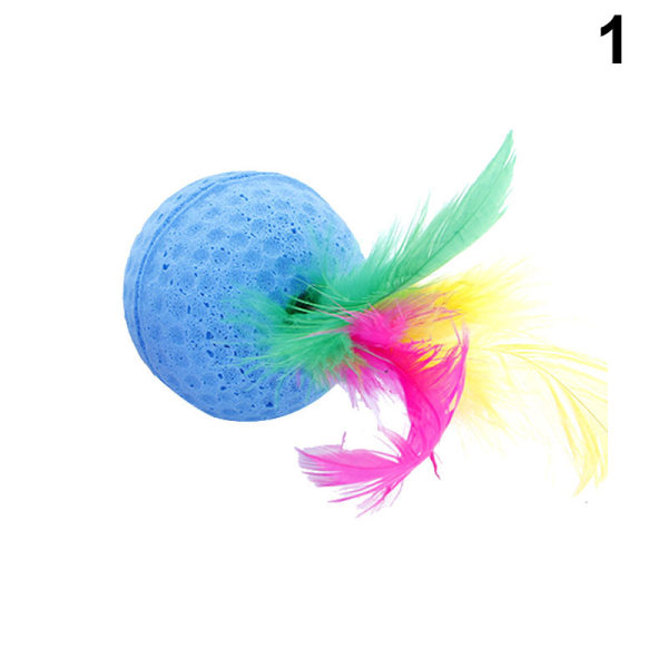 1 st Färgglada svampbollar Kattleksaker med fjädrar Kattunge Interaktiva leksaker 2