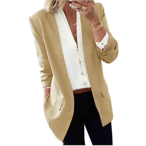 Dam Elegant Business OL Coat Cardigan Slim Suit Enfärgad Långärmad Jacka Nyhet b 2xl