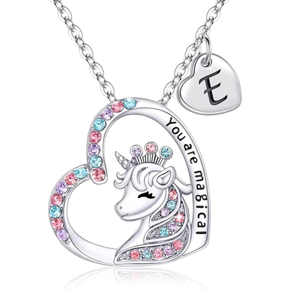 Mode Initial Bokstav Enhörning Halsband Du Är Magisk Häst Hänge Halsband För Flickor Födelsedagspresenter X
