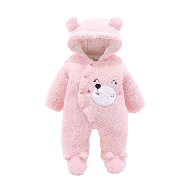 Förtjockad Romper snödräkt för baby med flanell förtjockad imitation av sidenbomull Ren bomullsfoder som vinterkläder 0-12M white smiling bear 6m 66cm