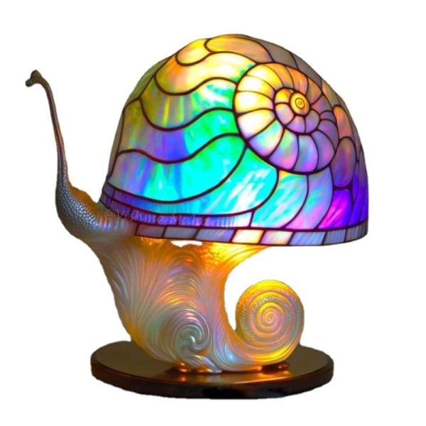 USB målad harts växt bordslampa Stained Glass Plant Series Bordslampa colorful snail table lamp