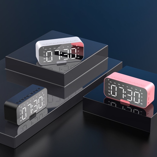 Intelligent Bluetooth-kompatibel högtalare Mini Desktop LED digital klocka för sovrum och arbetsrum pink
