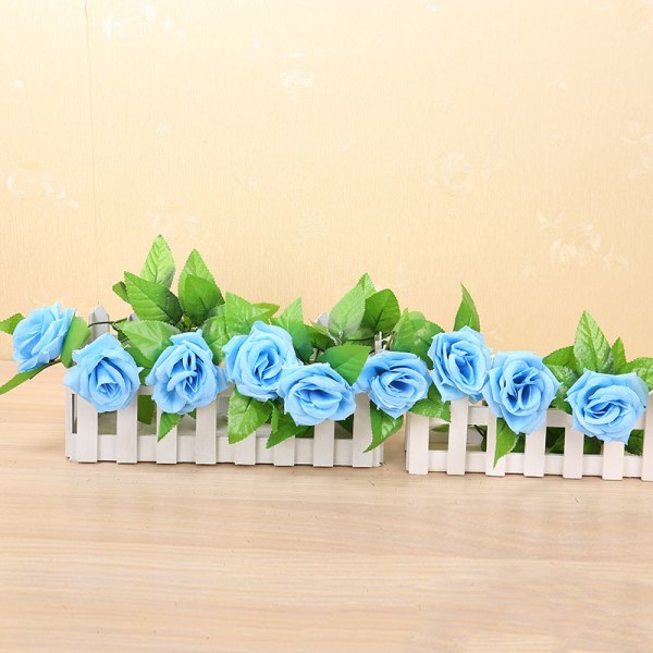 2,5 m konstgjord krans silke blommor vinstockar murgröna hem bröllop trädgård dekor light blue