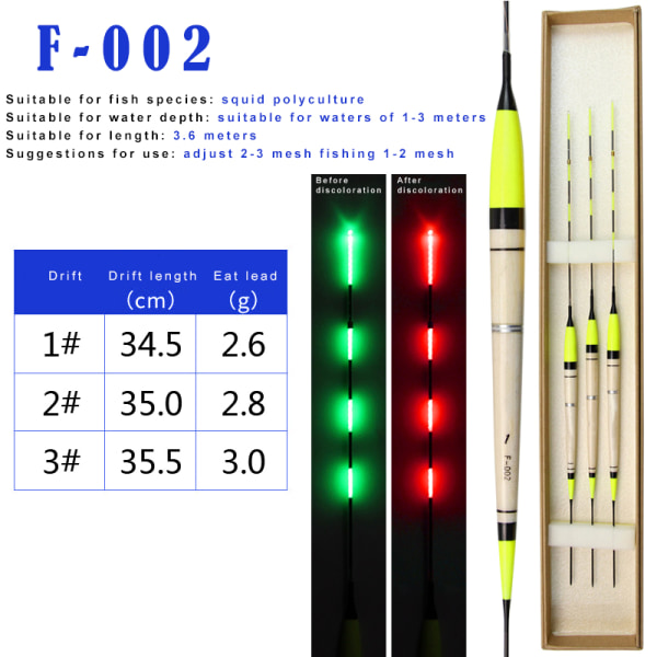 3 st LED Smart Nattfiskeboj Elektronisk lysande fiskeflottor Flytande bs-001