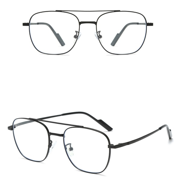 Metall Double Beam Myopia Glasögon Ultralätt båge Anti Eyestrain Huvudvärk Glasögon för arbetande kontorsföretag bright black frame 250