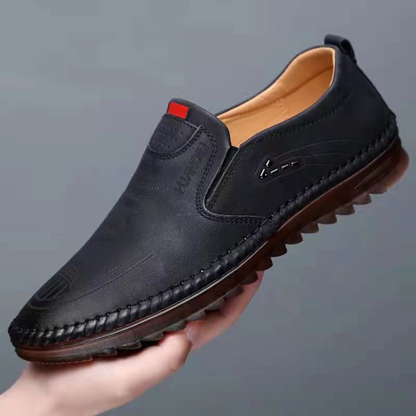 Män Fritidskörning Loafers Halkfria enfärgade skor Present till jul födelsedag coffee color 43