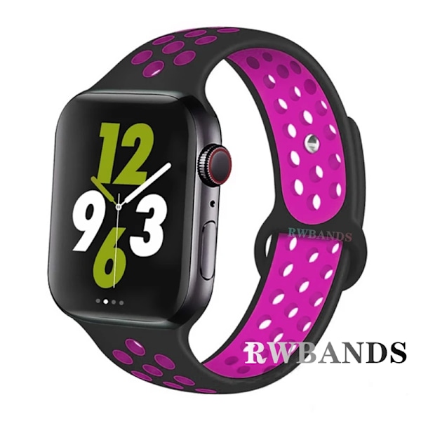 Sportarmband för Apple Watch Band 46mm 44mm 40mm 42-38-41mm 45mm Andningsbart Armband iWatch Series 10 9 8 7 6 SE 5 3 Ultra 2 49mm 11Black Shiny Powder 38 40 41 S10-42mm ML