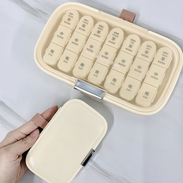 Medicine Pill Organizer 3 gånger om dagen Läcksäker medicinbehållare för äldre föräldrar patienter pink small