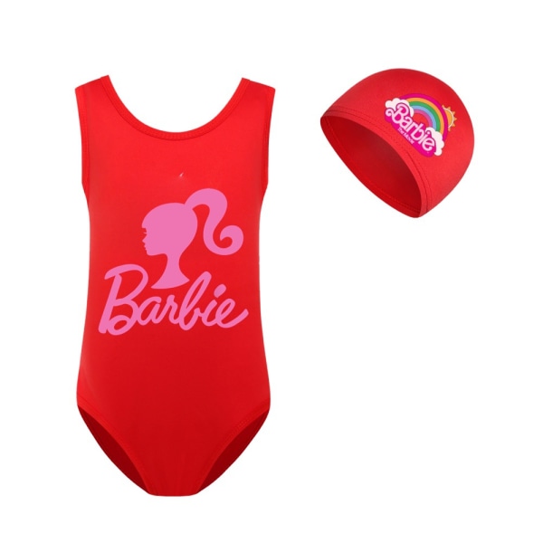 Barbie The Movie Girls' Cartoon Baddräkt Swimshat Set i ett stycke yellow 130cm