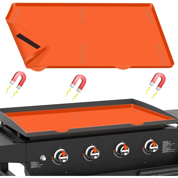 36" Grillmatta Silikon för Blackstone, Magnetiska cover Blackstone Griddle Top Covers för Blackstone Protector Outdoor orange 17 inch